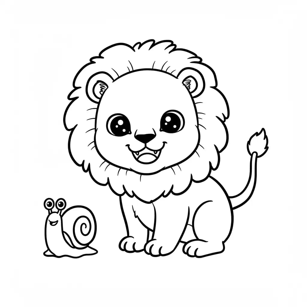 Lion King Kleurplaat van Lion King met een vrolijke savannesetting om creatief in te kleuren.