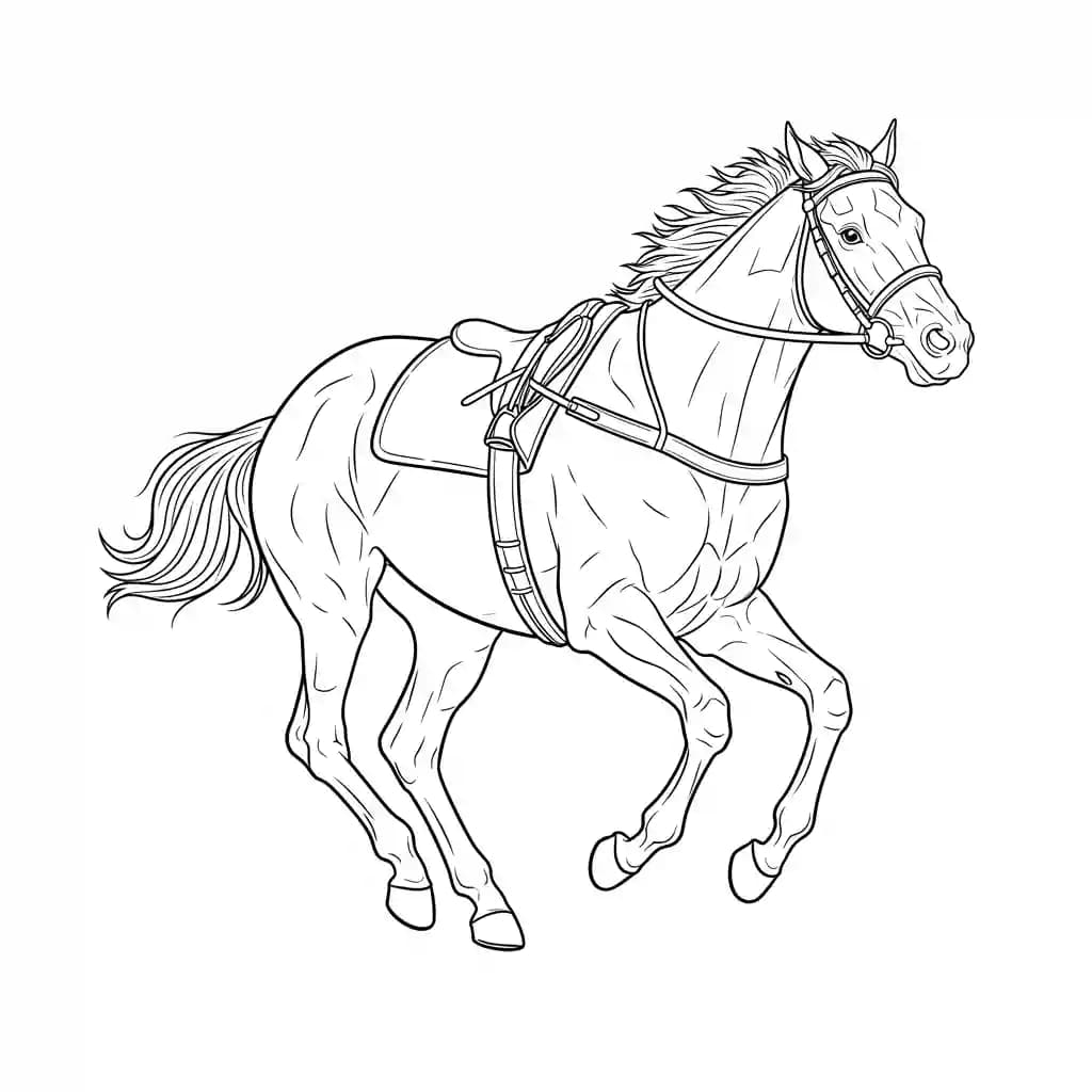 Paard Kleurplaat van een paard die eenvoudig te printen en in te kleuren is.