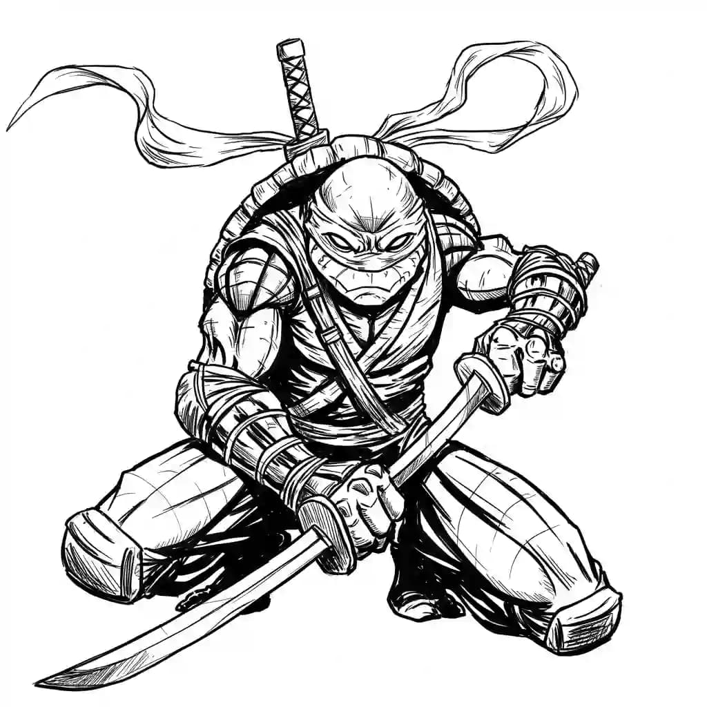 Tienermutante ninjaschildpadden Kleurplaat van tienermutante ninjaschildpadden met een avontuurlijk en speels thema om in te kleuren.