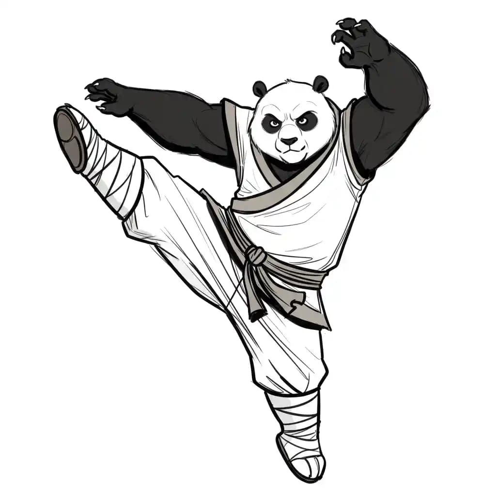 Kung Fu Panda Leuke kleurplaat van Kung Fu Panda met een vrolijke en actieve uitstraling.