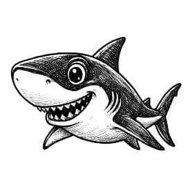 Haai Kleurplaat Leuke kleurplaat van een Haai om thuis te printen en in te kleuren.