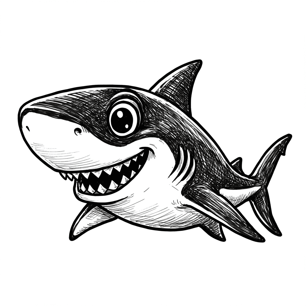 Haai Leuke kleurplaat van een Haai om thuis te printen en in te kleuren.