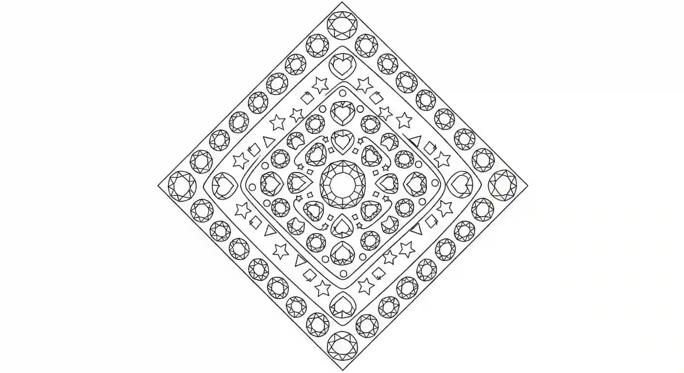 Mandala Kleurplaat van een sierlijke Mandala met decoratieve patronen om in te kleuren.