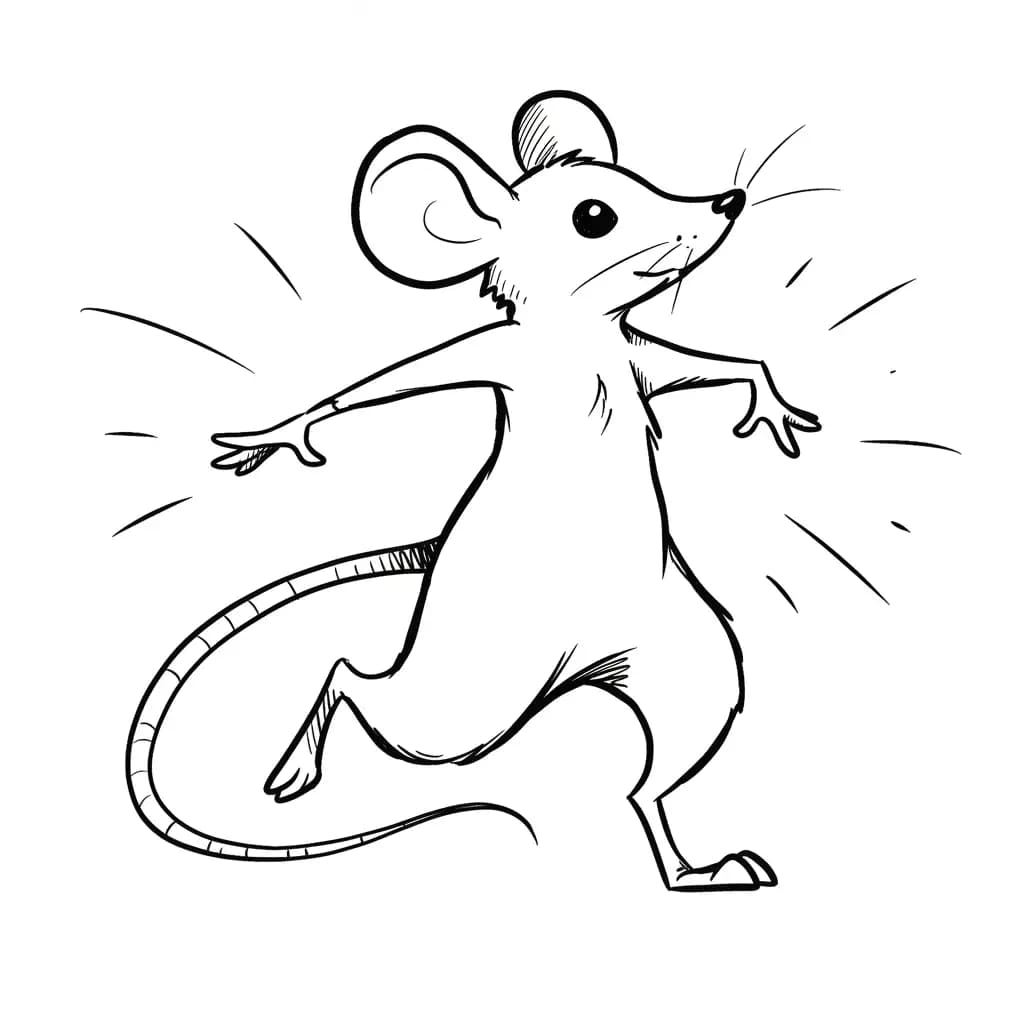 Muis Kleurplaat van een schattige muis die ideaal is om in te kleuren door kinderen en volwassenen.