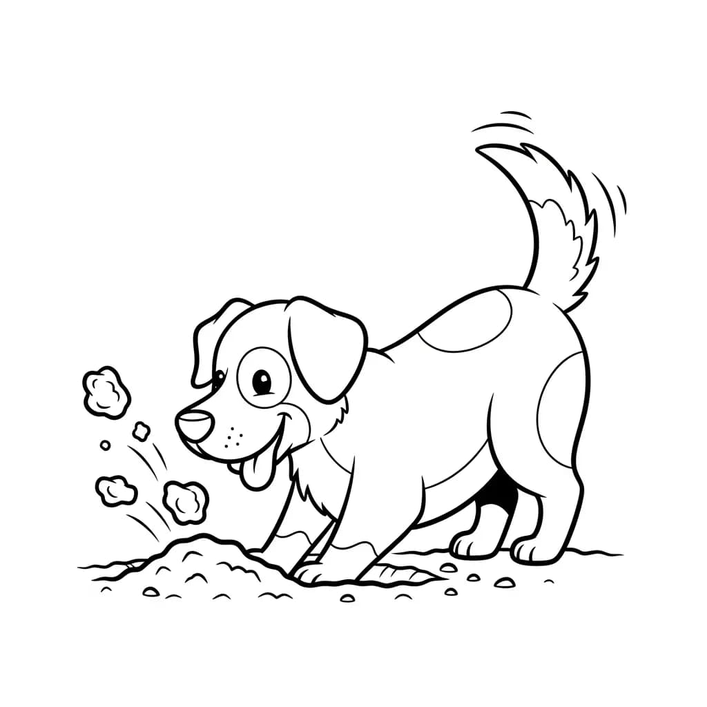 Hond Een leuke en eenvoudige kleurplaat van een hond om in te kleuren.