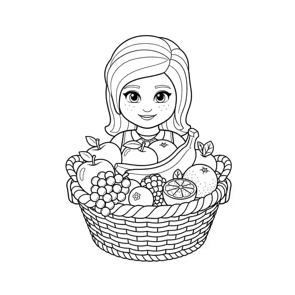 Lego Friends Kleurplaat van Lego Friends met vrolijke personages en creatieve details om in te kleuren.