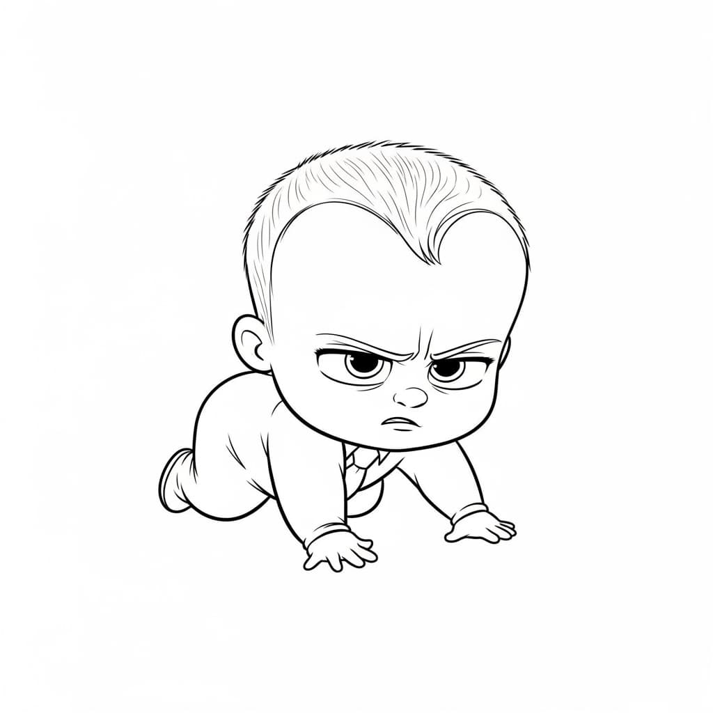 Boss Baby Leuke zwart-wit tekening van Boss Baby om zelf in te kleuren.