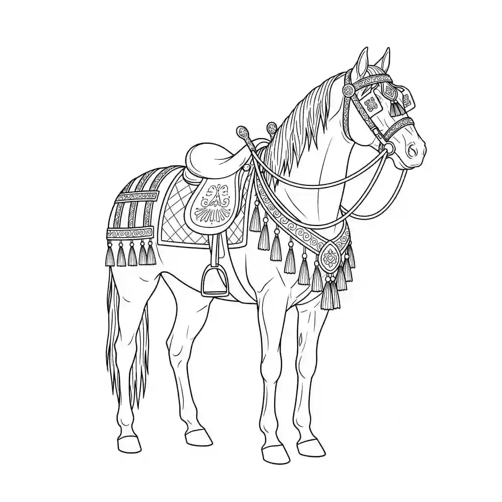 Paard Kleurplaat van een paard die eenvoudig te printen en in te kleuren is.