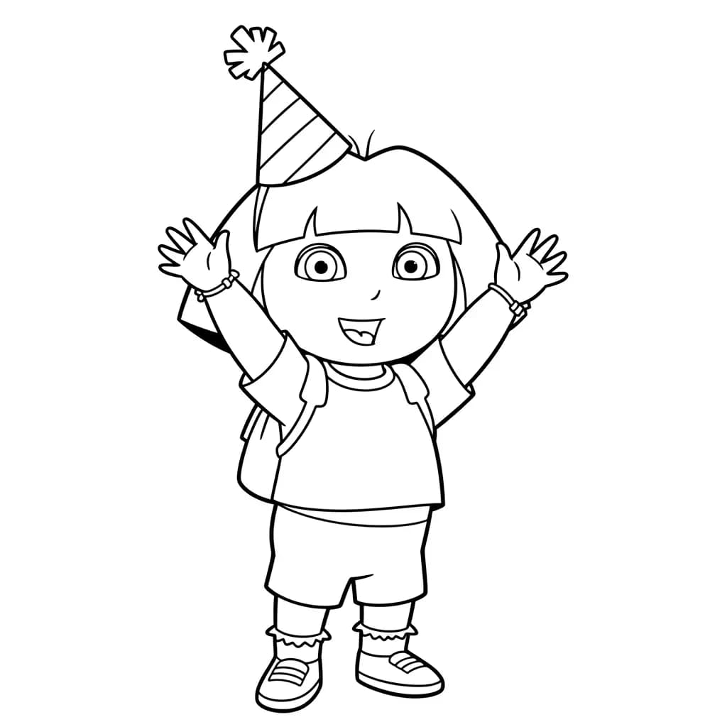 Dora Een eenvoudige en leuke kleurplaat van Dora om in te kleuren.