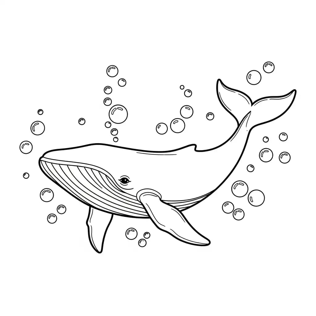 Walvis Kleurplaat van een Walvis die kinderen en volwassenen creatief kunnen inkleuren.