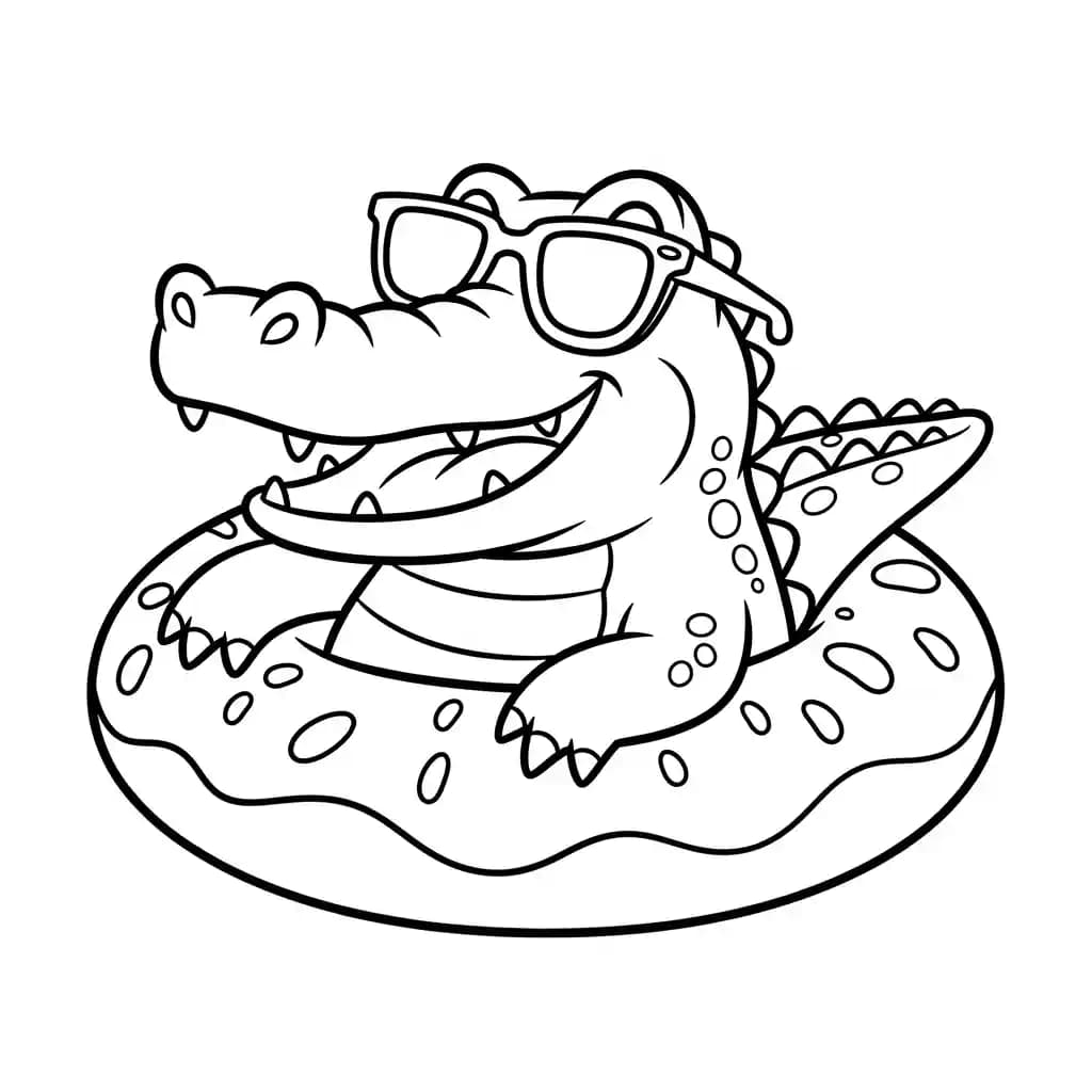 alligatorkleurplaat schets kleurplaat van een glimlachende alligator met duidelijke contouren om in te kleuren
