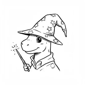 Dinosaurus Een vrolijke dinosaurus tekening klaar om zelf in te kleuren.