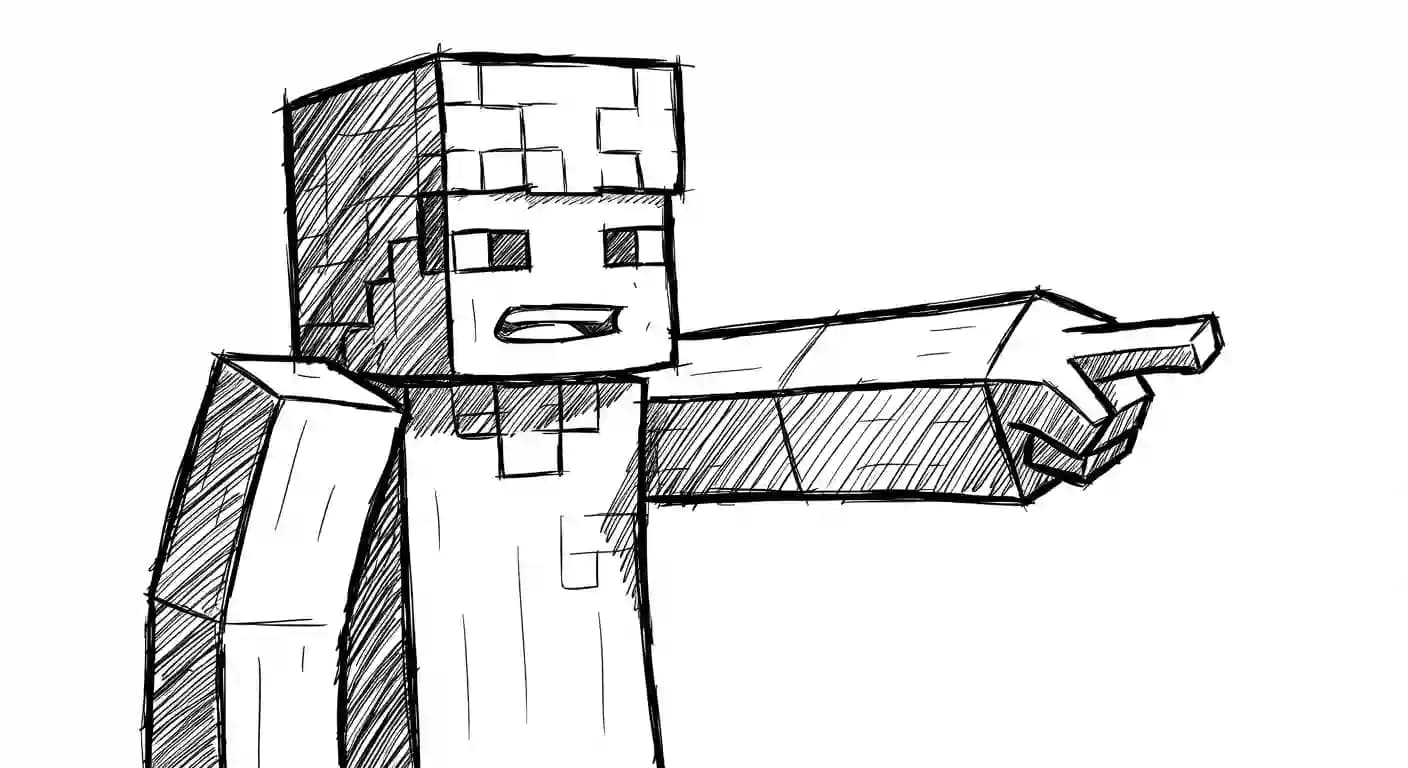 Minecraft Kleurplaat van Minecraft met bekende figuren en avontuurlijke elementen om zelf in te kleuren.