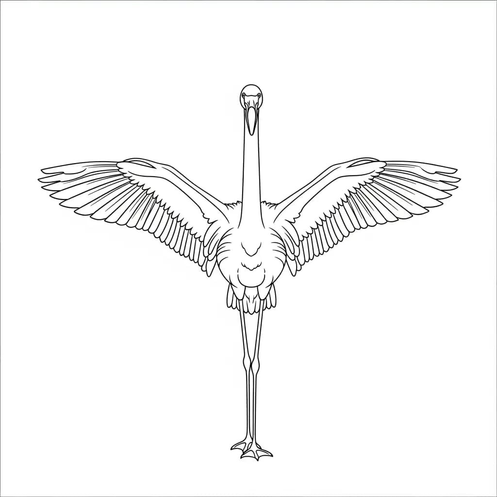 Flamingo Kleurplaat van een elegante flamingo in zwart-wit.