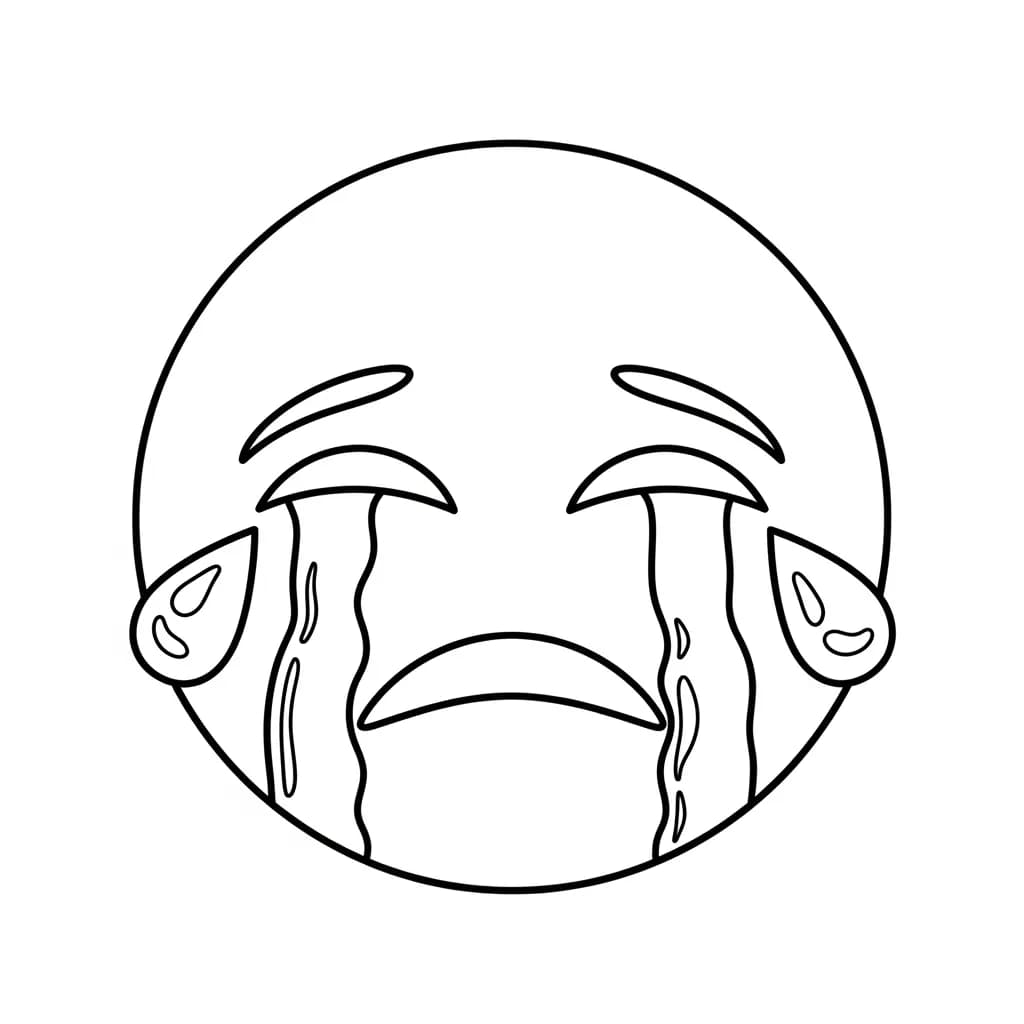 Emoji Zwart-witte kleurplaat van een vrolijke Emoji om zelf in te kleuren.