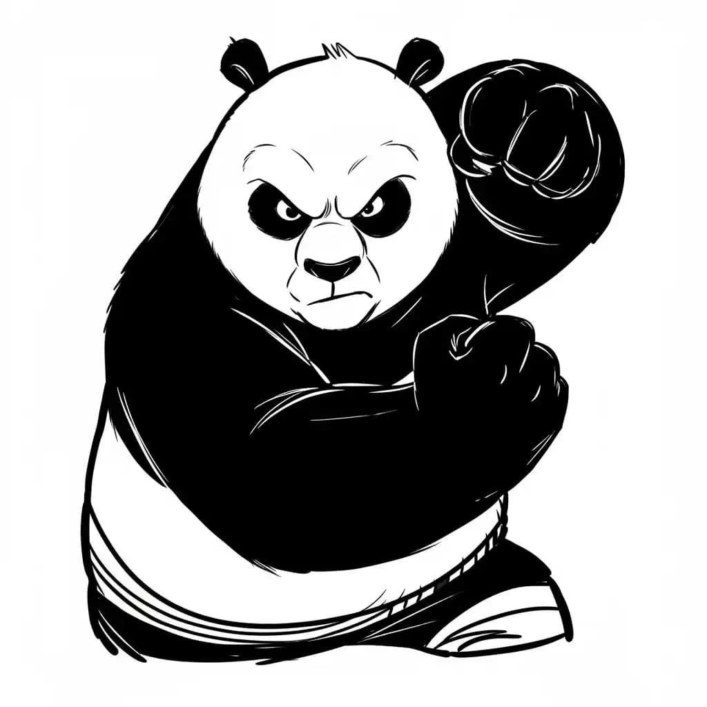 Kung Fu Panda Kleurplaat van Kung Fu Panda met een leuke en avontuurlijke scène om in te kleuren.