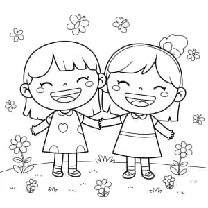 de lieve meiden Kleurplaat de lieve meiden om gratis te printen en in te kleuren.