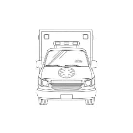Ambulance Kleurplaat Zwart-witte tekening van een ambulance om gratis te downloaden en in te kleuren.