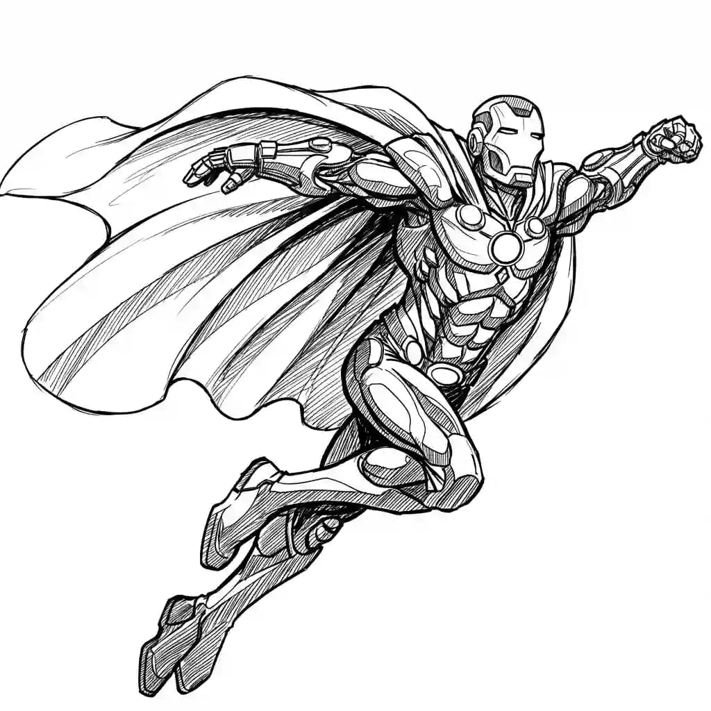 Iron Man Superheld Iron Man als kleurplaat om te printen en creatief in te kleuren.
