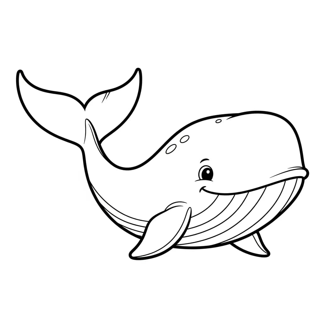 Walvis Kleurplaat van een Walvis die kinderen en volwassenen creatief kunnen inkleuren.