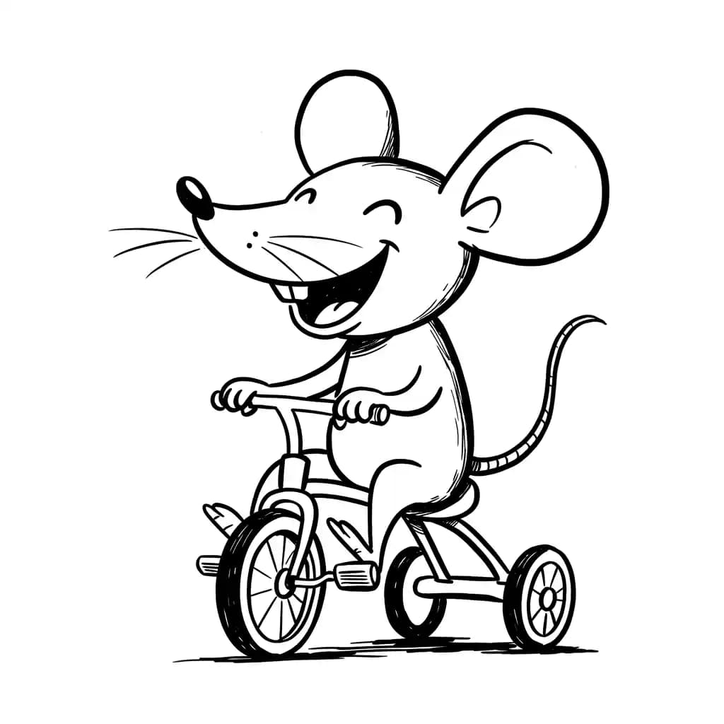 Muis Kleurplaat van een schattige muis die ideaal is om in te kleuren door kinderen en volwassenen.