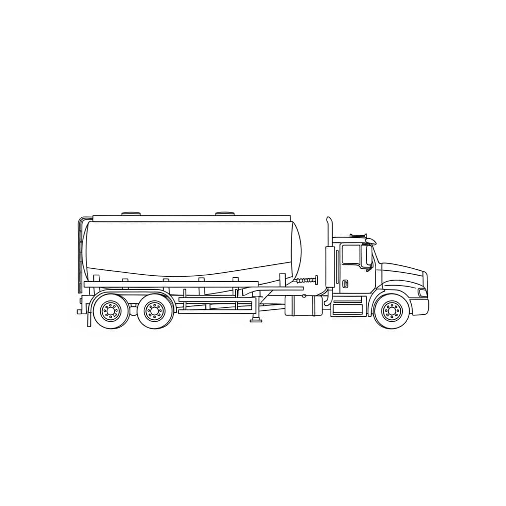 Vrachtwagen Kleurplaat van een vrachtwagen om zelf creatief in te kleuren.