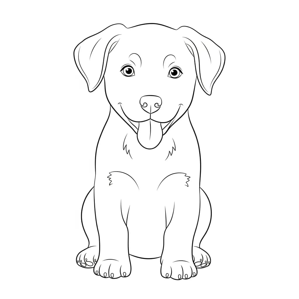 Hond Een vrolijke hond op een kleurplaat, klaar om ingekleurd te worden.