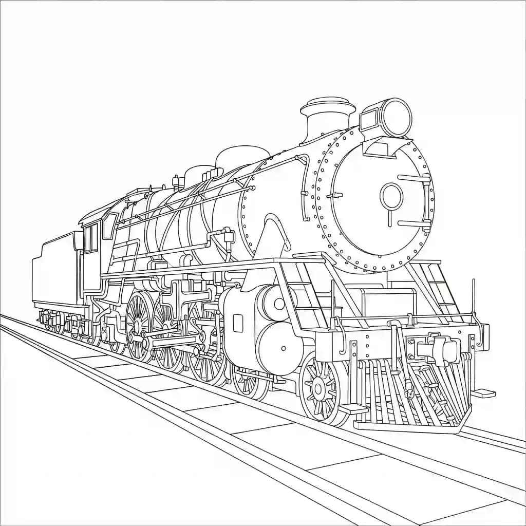 Trein Kleurplaat van een trein met een leuk en creatief ontwerp om zelf in te kleuren.
