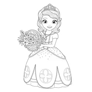Sofia de Prinses kleurplaat schets kleurplaat van prinses Sofia met duidelijke contouren, klaar om in te kleuren