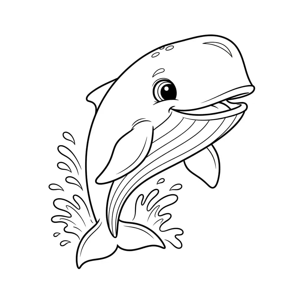 Walvis Kleurplaat van een Walvis die kinderen en volwassenen creatief kunnen inkleuren.