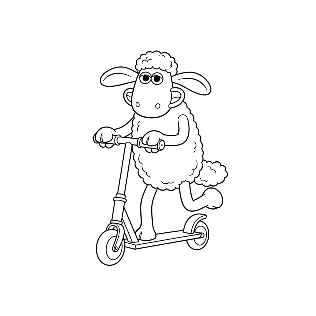 Shaun the Sheep Kleurplaat van Shaun the Sheep met een vrolijk en creatief thema om in te kleuren.