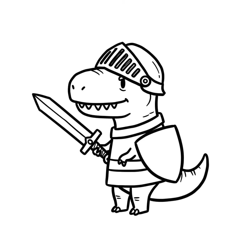 Dinosaurus Een vrolijke dinosaurus tekening klaar om zelf in te kleuren.