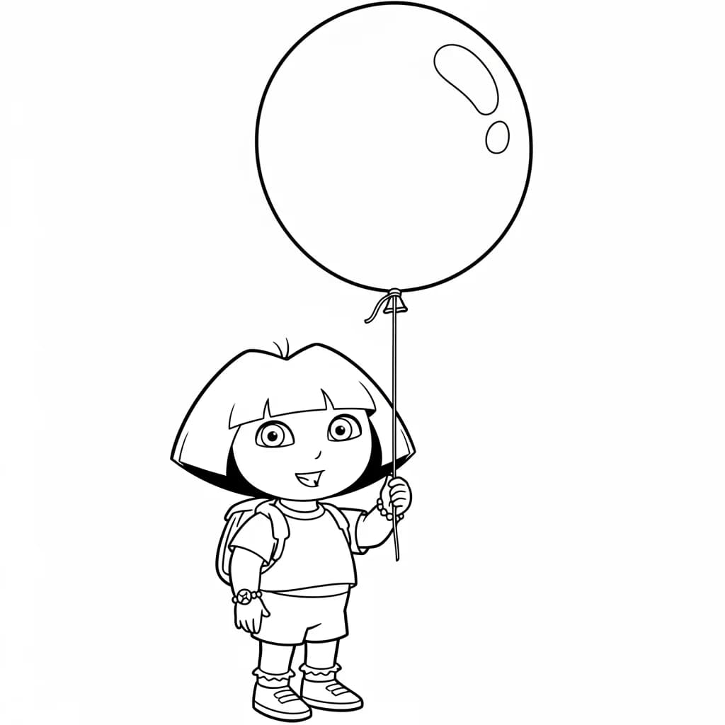 Dora Een eenvoudige en leuke kleurplaat van Dora om in te kleuren.