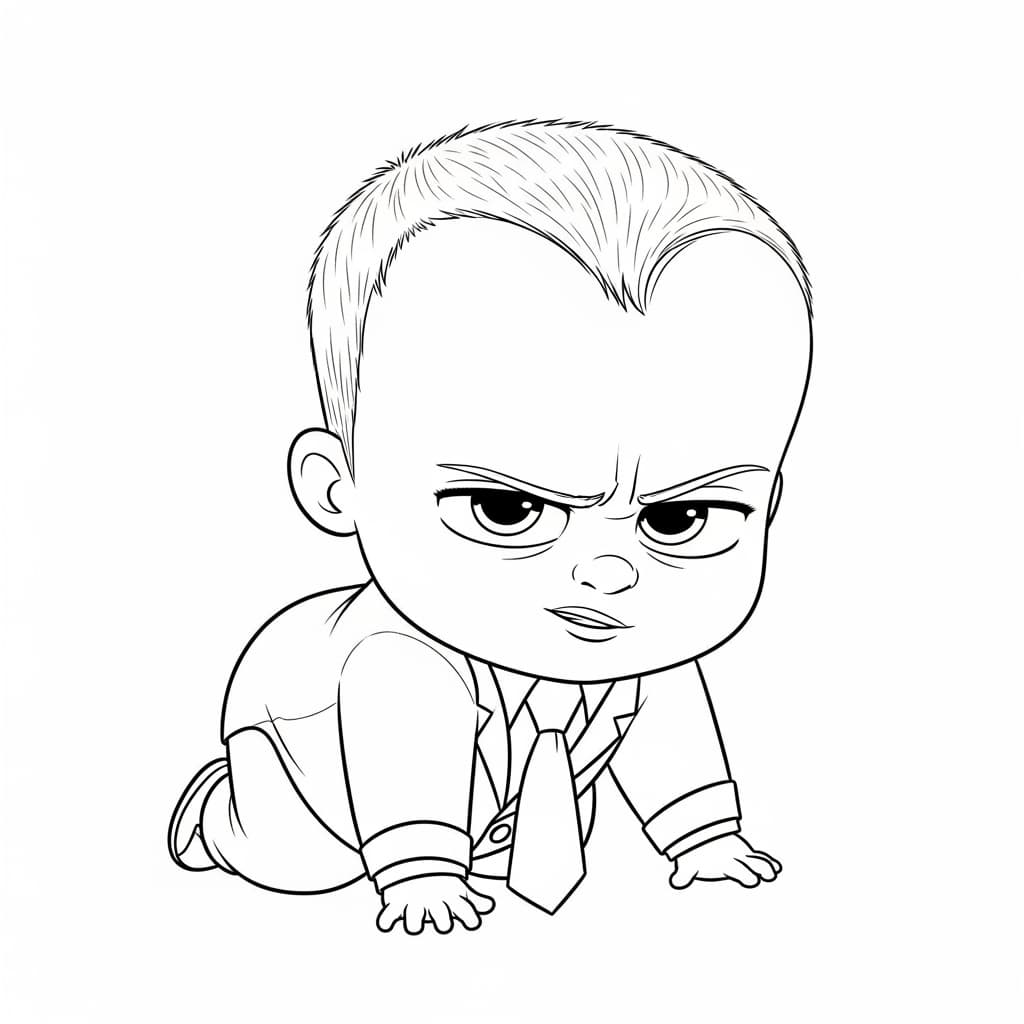 Boss Baby Kleurplaat Zwart-witte kleurplaat van Boss Baby, klaar om in te kleuren door kinderen en volwassenen.