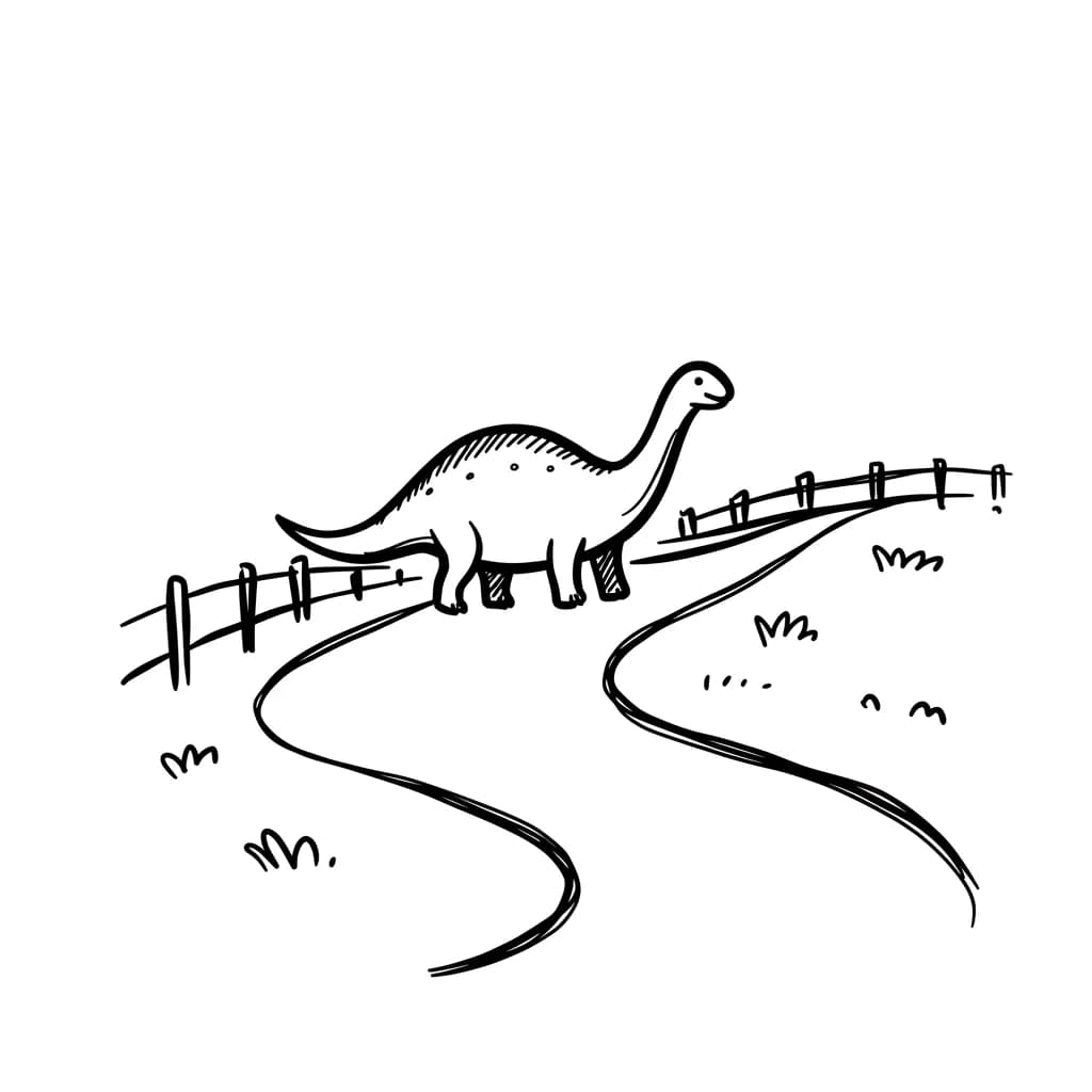 Dinosaurus Een schattige en eenvoudige dinosaurus kleurplaat om in te kleuren.