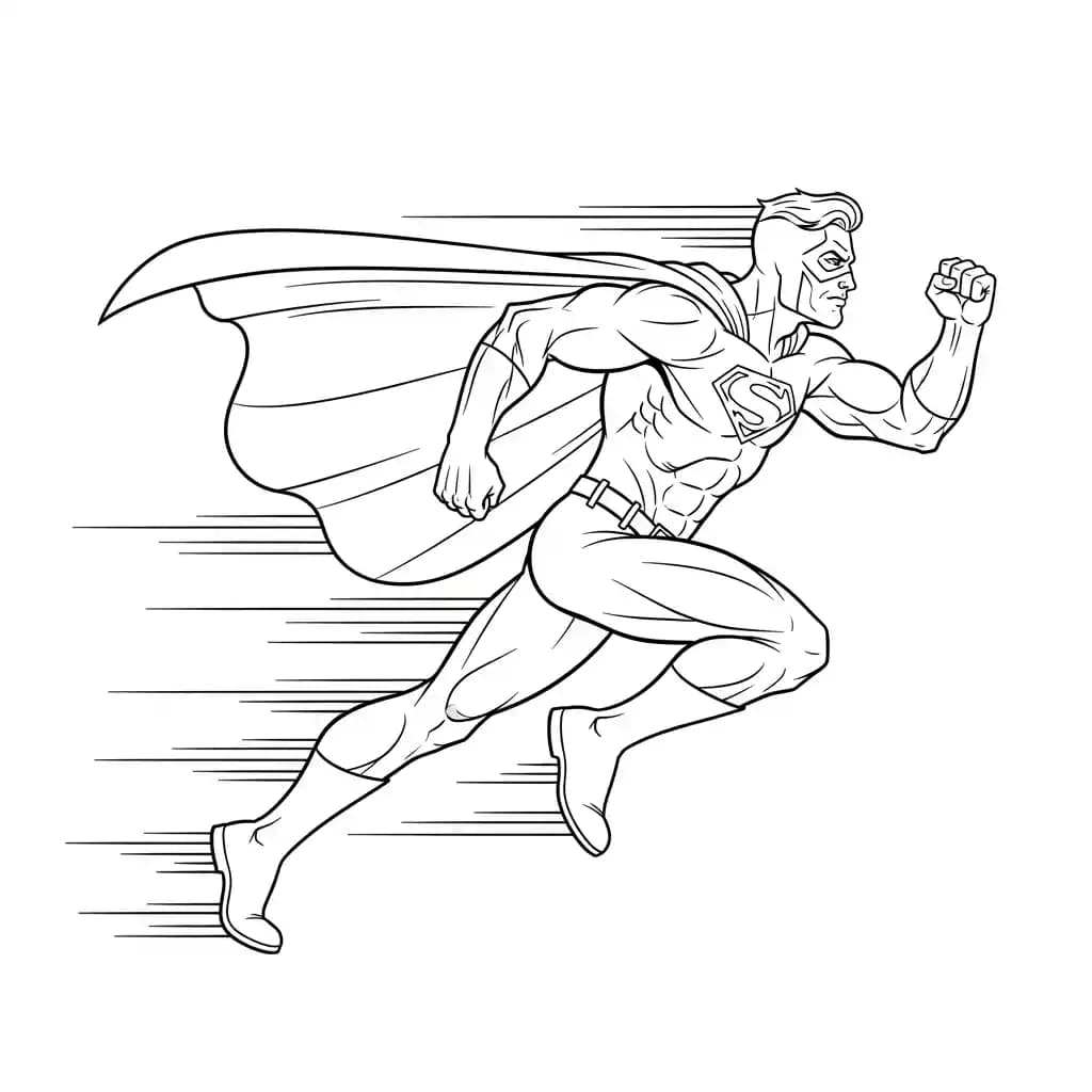Superheld Kleurplaat van een superheld met stoer en avontuurlijk thema om in te kleuren.