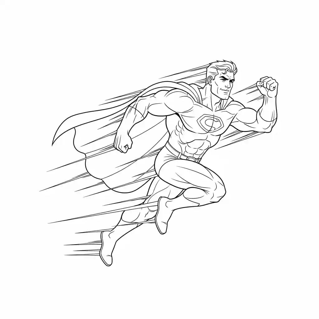 Superheld Kleurplaat van een superheld met stoer en avontuurlijk thema om in te kleuren.
