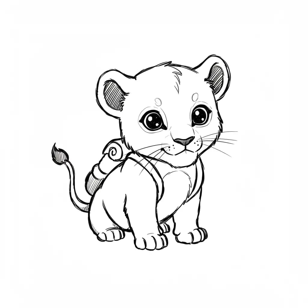 Lion King Kleurplaat van Lion King met een vrolijke savannesetting om creatief in te kleuren.