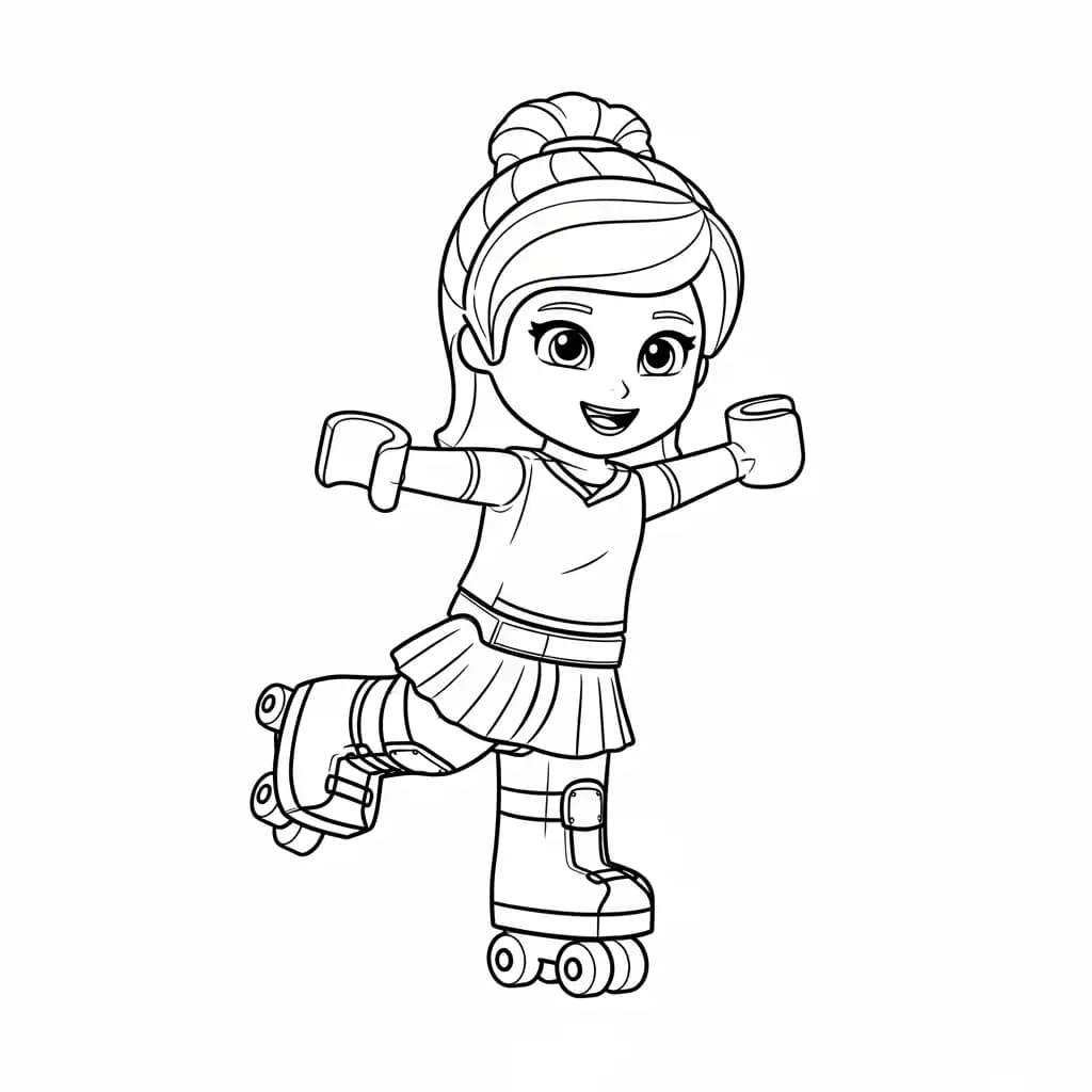 Lego Friends Vrolijke Lego Friends tekening met vrienden die samen plezier maken en ingekleurd kunnen worden.