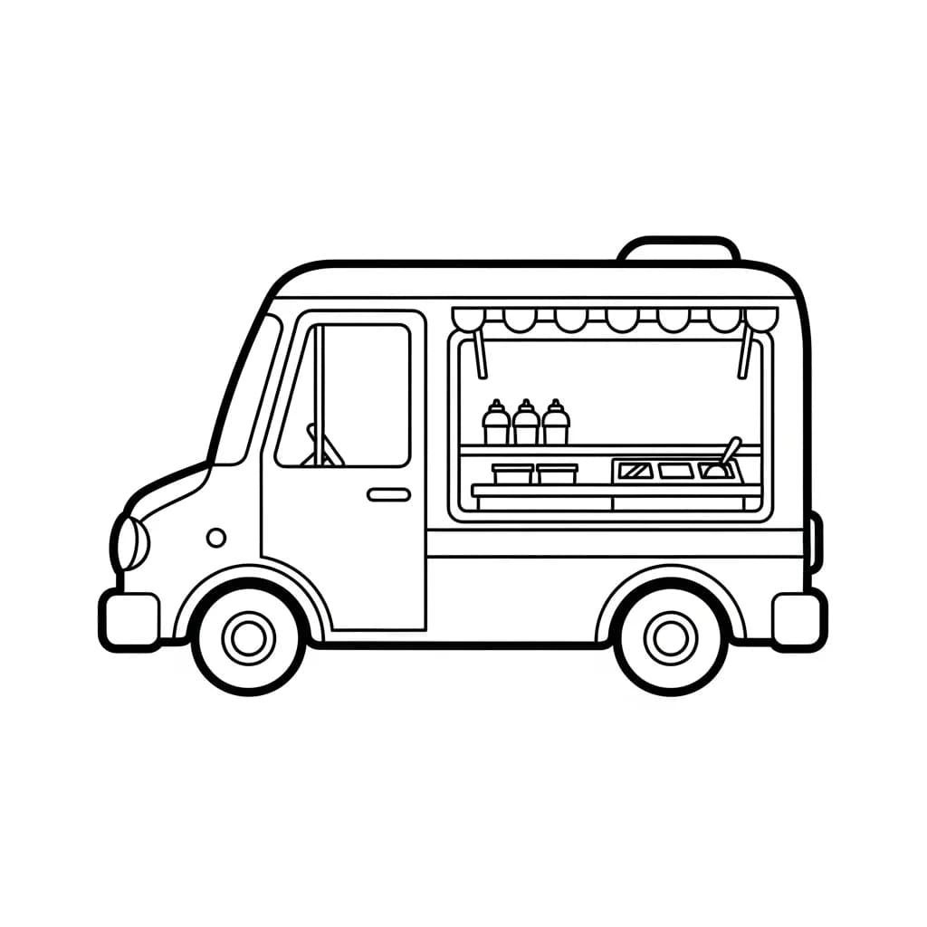 Vrachtwagen Kleurplaat van een vrachtwagen om zelf creatief in te kleuren.