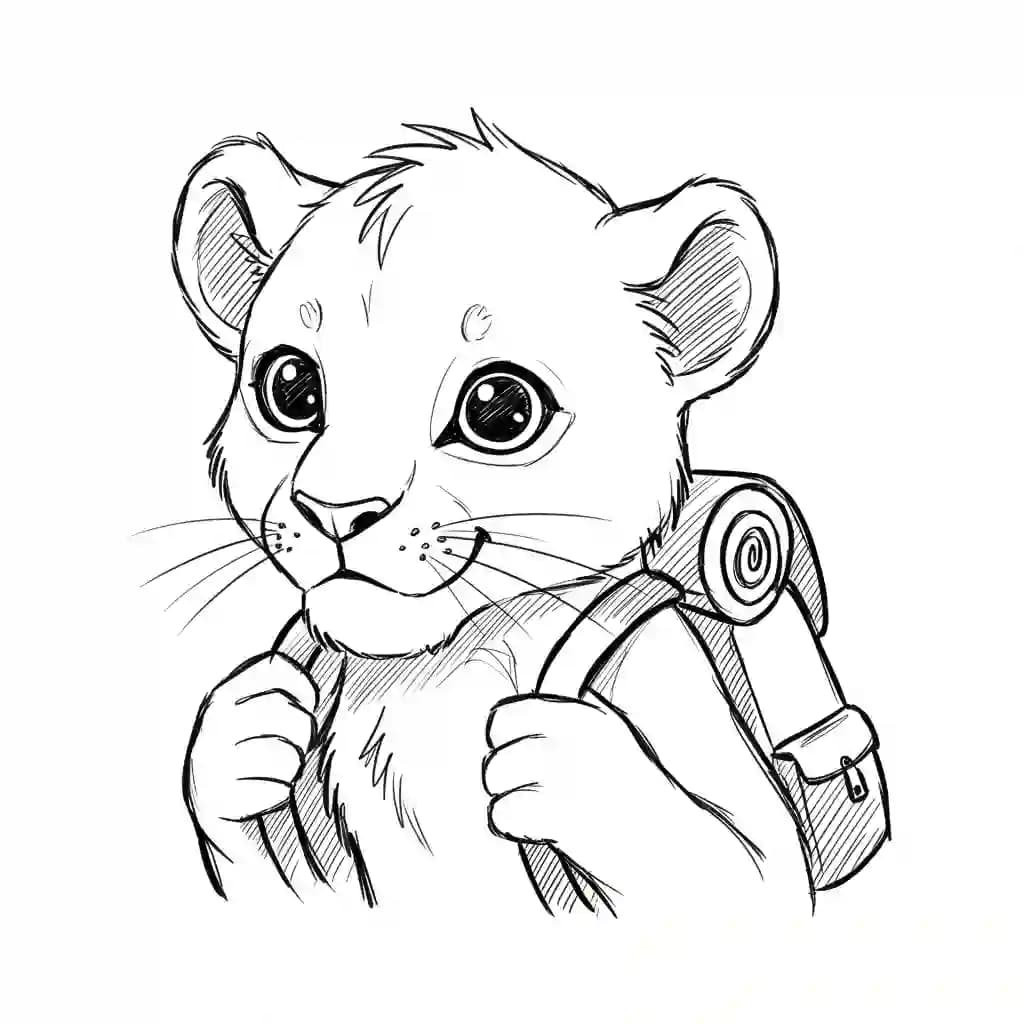 Lion King Kleurplaat van Lion King met een vrolijke savannesetting om creatief in te kleuren.