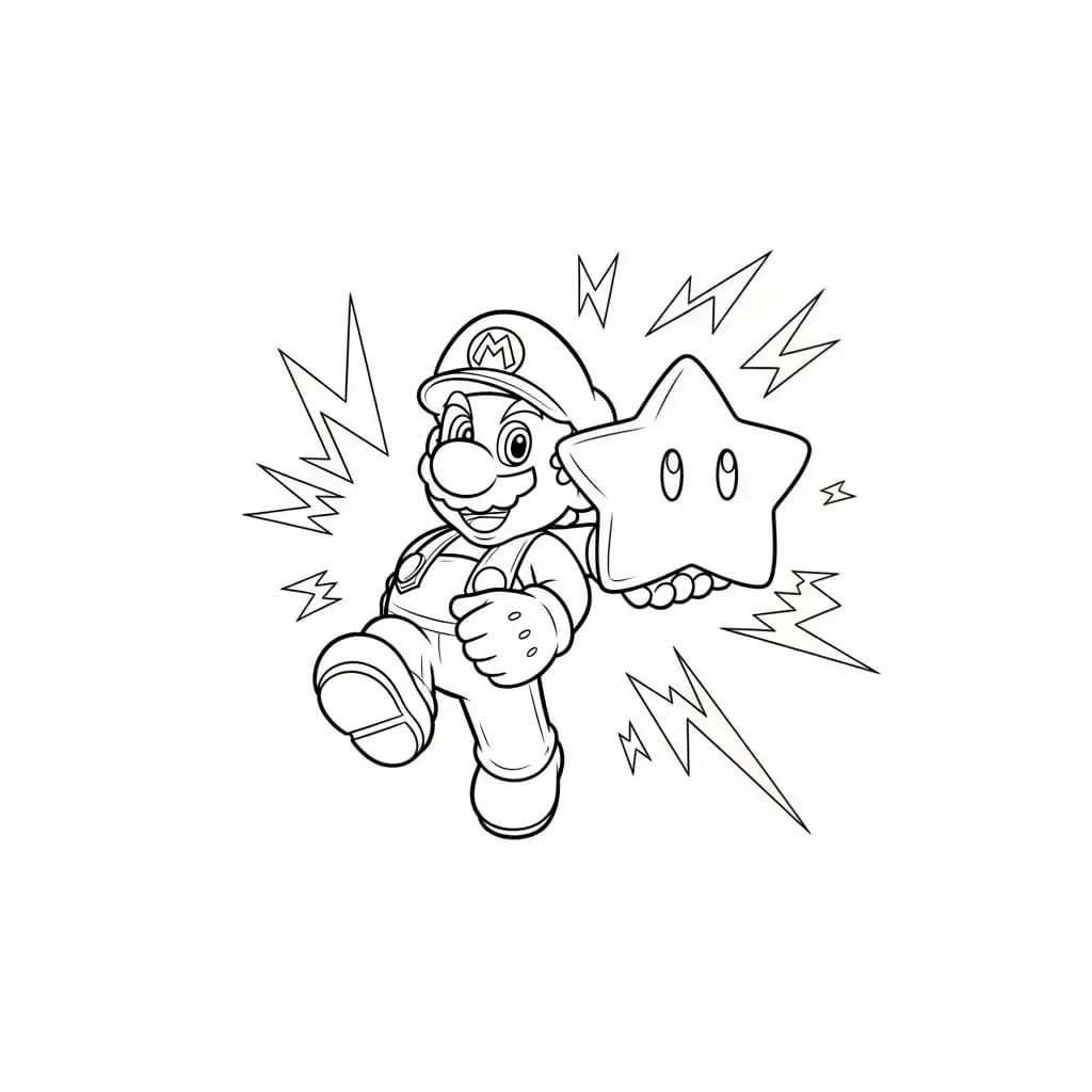 Mario Leuke kleurplaat van Mario om gratis te printen en creatief in te kleuren.