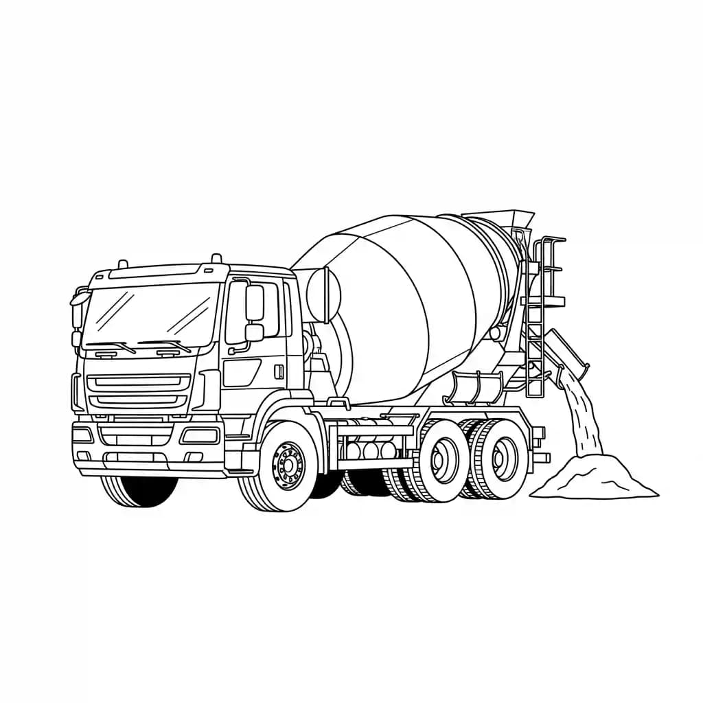 Vrachtwagen Kleurplaat van een vrachtwagen om zelf creatief in te kleuren.