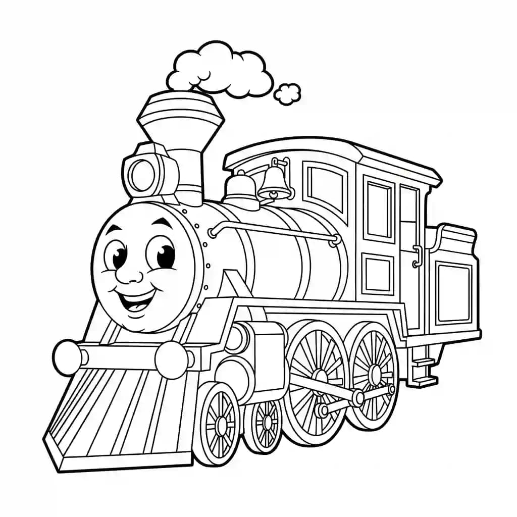 Trein Kleurplaat van een trein met een leuk en creatief ontwerp om zelf in te kleuren.