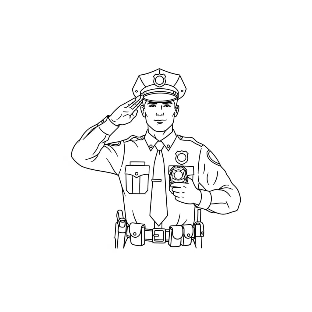 Politie Kleurplaat van de politie met een stoer en herkenbaar thema om zelf in te kleuren.