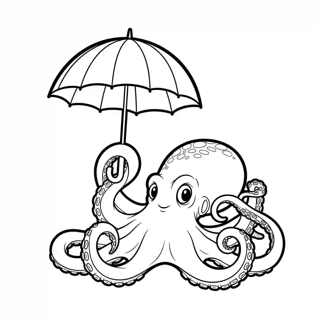Octopus Kleurplaat van een vriendelijke Octopus die uitnodigt tot creatief inkleuren.