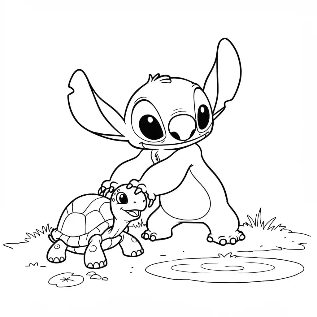 Stitch Kleurplaat van stitch om in te kleuren en gratis te printen