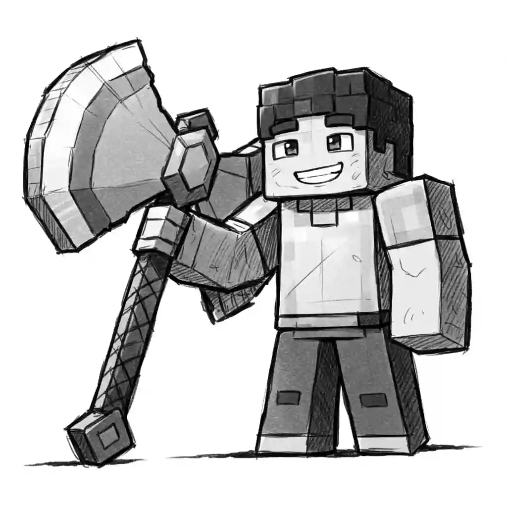 Minecraft Kleurplaat van Minecraft met bekende figuren en avontuurlijke elementen om zelf in te kleuren.