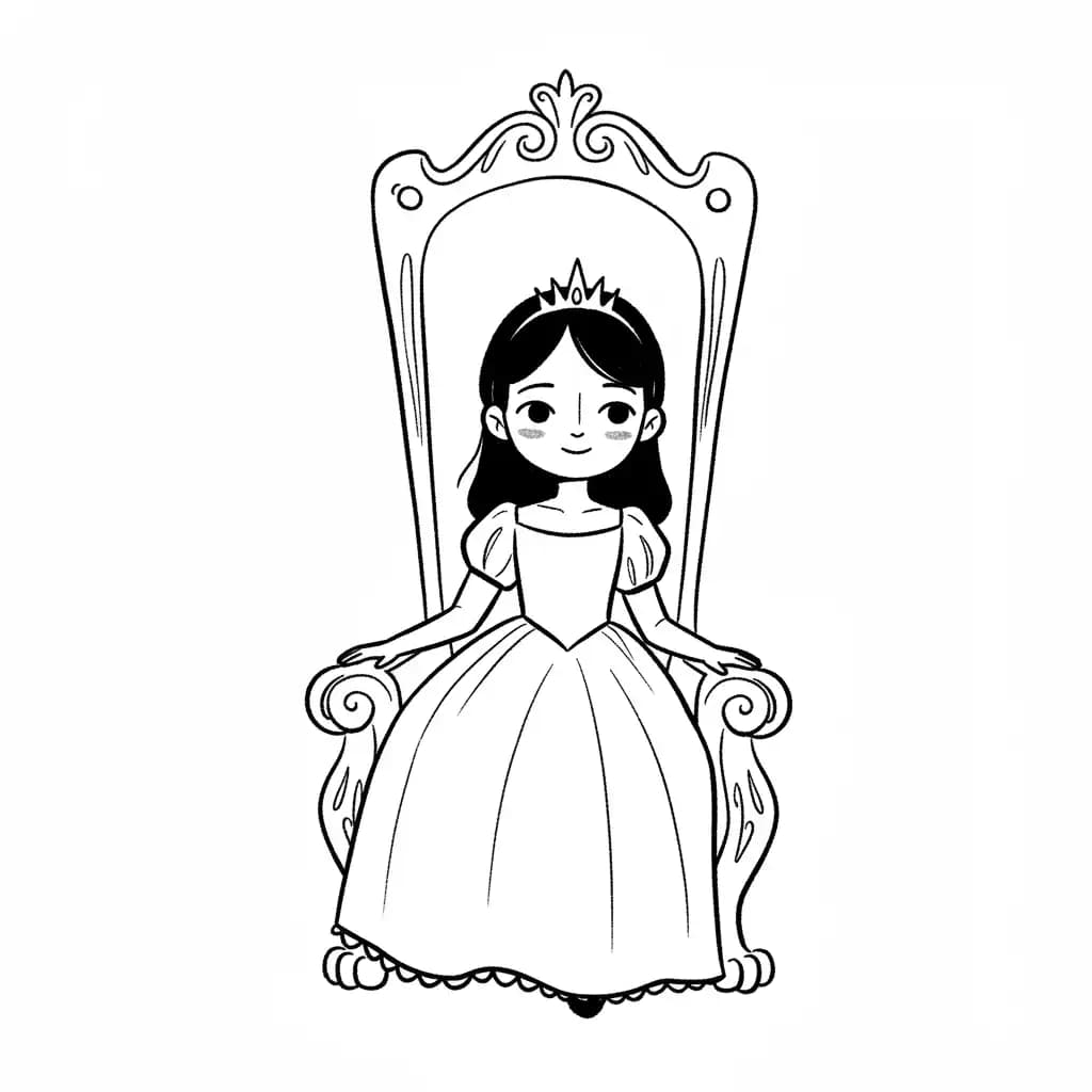 Prinses met kroon Kleurplaat van een prinses met kroon uit de categorie Prinsessen om in te kleuren.