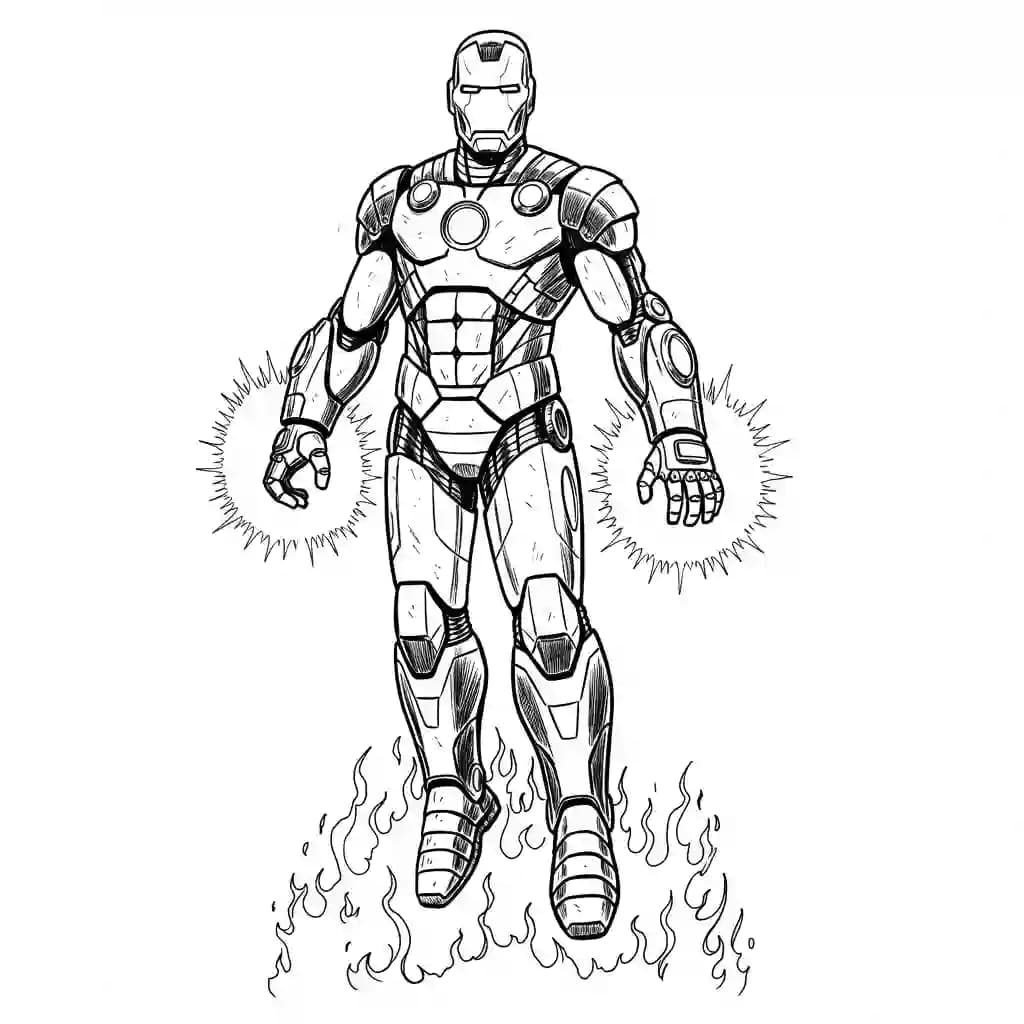 Iron Man Superheld Iron Man als kleurplaat om te printen en creatief in te kleuren.